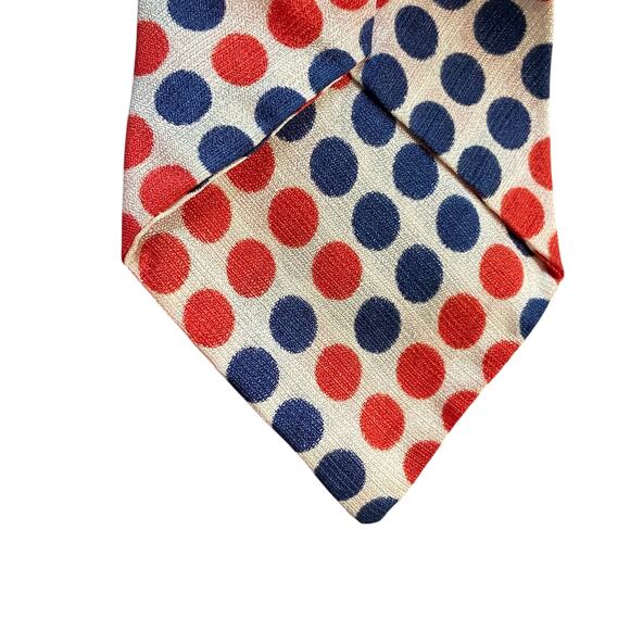 Vintage Neck Tie Red Blue Polka Dot 56x4 70s Collector Movie Prop Circus Clown - Picture 4 of 7